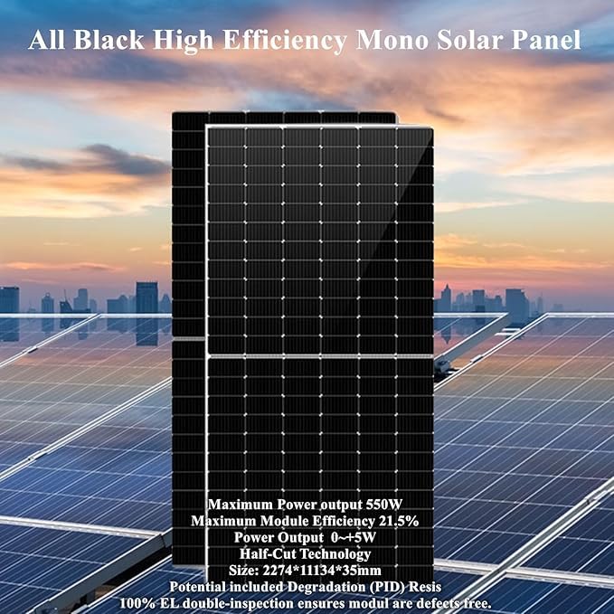10KW Hybrid Solar Power System Complete Kit 18PCS 550W Solar Panel (10KW) +1Sets 48V 10KW Split Phase Inverter Built in MPPT+ 2Sets-51.2V 206Ah 10kwh Whole House Storage LiFePO4 Lithium Battery