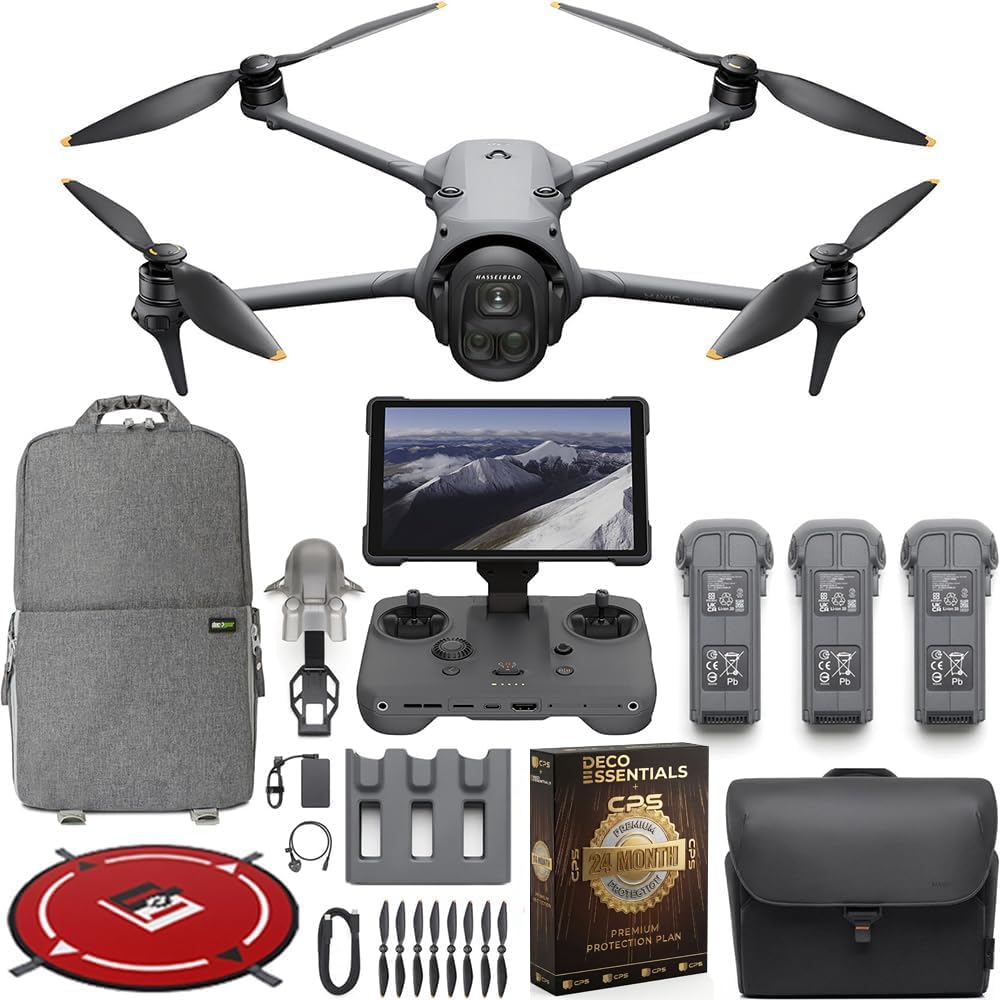 DJI Mavic 4 Pro Triple Camera Flagship Drone Creator Combo (DJI RC Pro 2), 512GB Onboard Storage, 100MP Hasselblad Camera, 6K HDR Video, 0.1-Lux Nightscape, Obstacle Sensing Bundle with Deco Gear Kit