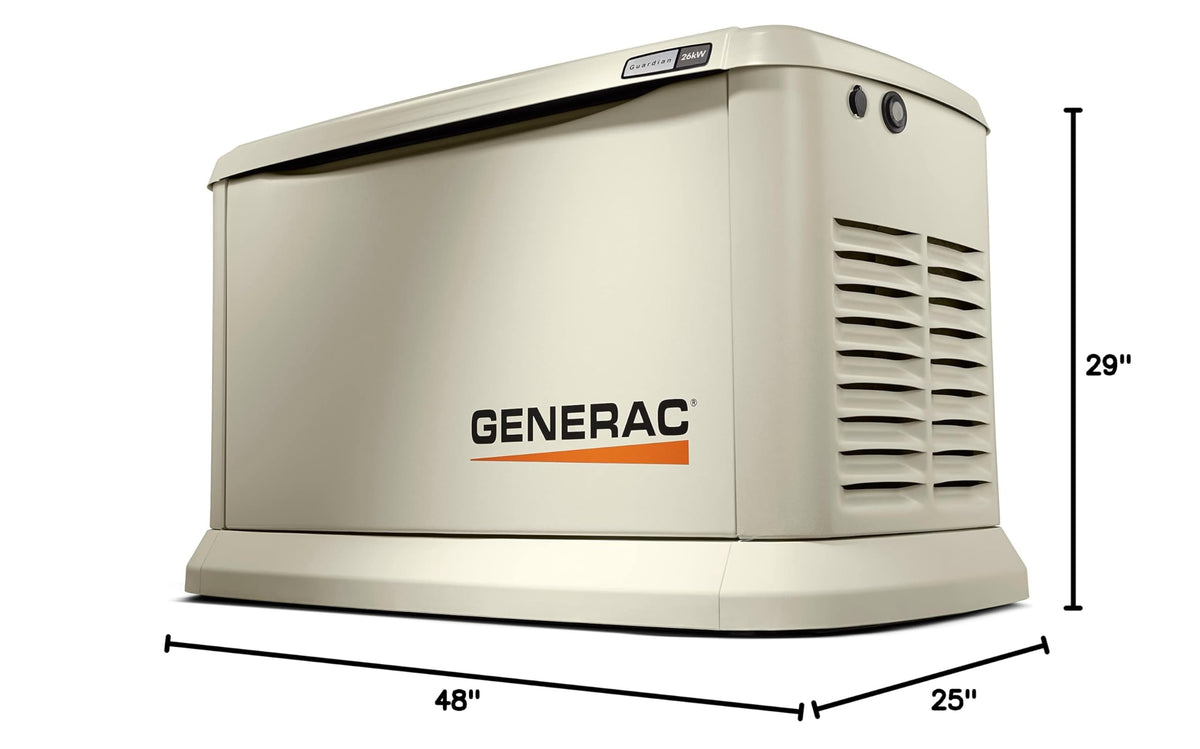 Generac Guardian 26kW Home Generator, Transfer Switch & WiFi Monitoring