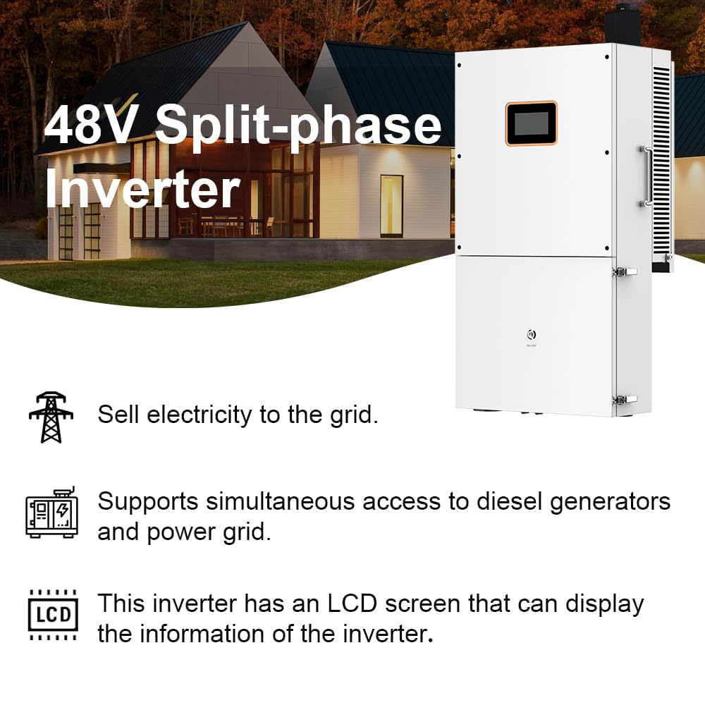 16KWH 10KW Hybrid Solar System Complete Kit 10PCS*550W Solar Panel (5500W) + 1Set 48V 10KW Split Phase Inverter with MPPT Controller + 1Set 16KWH Lithium Battery
