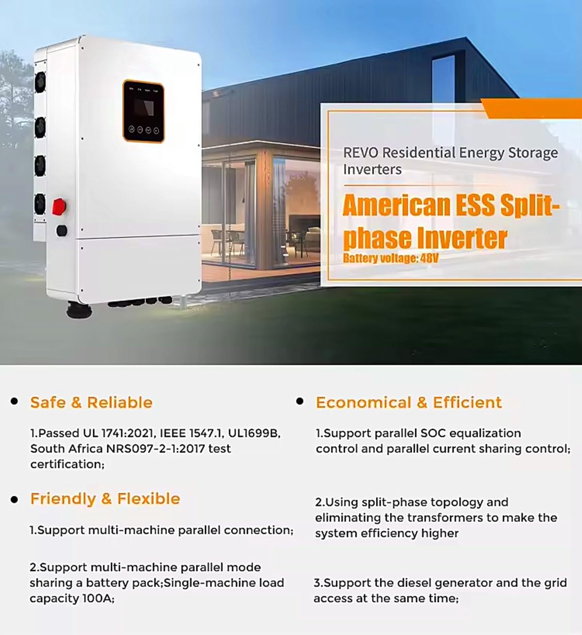 30KW Hybrid Solar Power System Complete Kit 54PCS 550W Solar Panel (30KW) + 3 Sets 48V 10KW Split Phase Inverter Built in MPPT+ 6 Sets-51.2V 314Ah 16kwh LiFePO4 Home Storage Lithium Battery