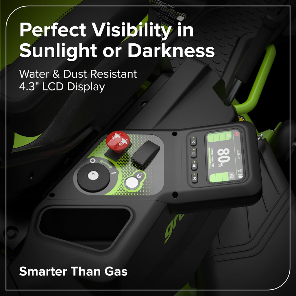 Greenworks 60V 42" CrossoverT Cordless Riding Lawn Tractor, (4) 8.0Ah Batteries and (600W) Plug in Charger