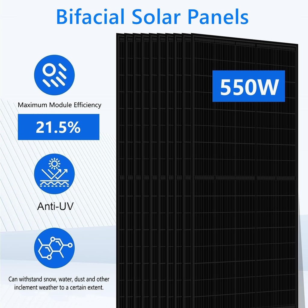20KWH Hybrid Solar Power System Complete Kit 20PCS*550W Solar Panel (11KW) + 1Sets*48V 12KW Hybrid Inverter Split Phase Inverter Built in MPPT+ 1Sets*51.2V 406Ah 20kwh LiFePO4 Home Lithium Battery