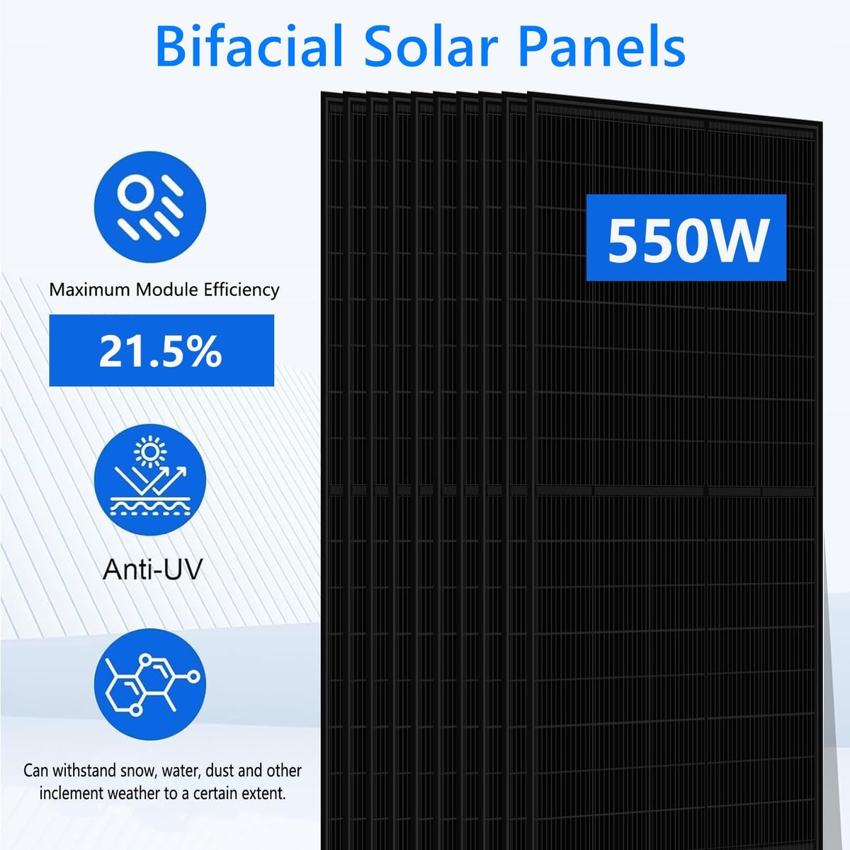 16KWH 10KW Hybrid Solar System Complete Kit 10PCS*550W Solar Panel (5500W) + 1Set 48V 10KW Split Phase Inverter with MPPT Controller + 1Set 16KWH Lithium Battery