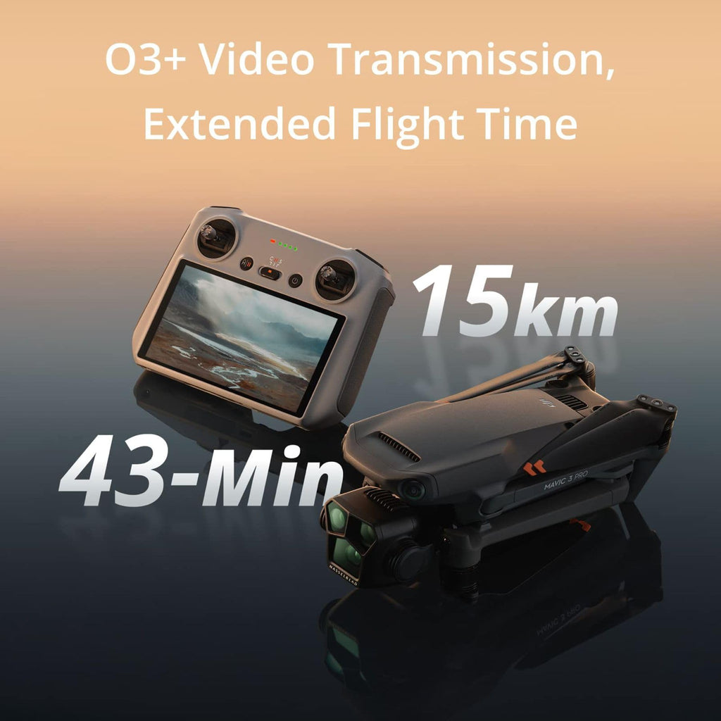 DJI Mavic 3 Pro with RC, Flagship Triple-Camera Drone with 4/3 CMOS Hasselblad 4K Camera, 43-Min Flight Time, 15km HD Video Transmission, FAA Remote ID Compliant, for Adults, Black