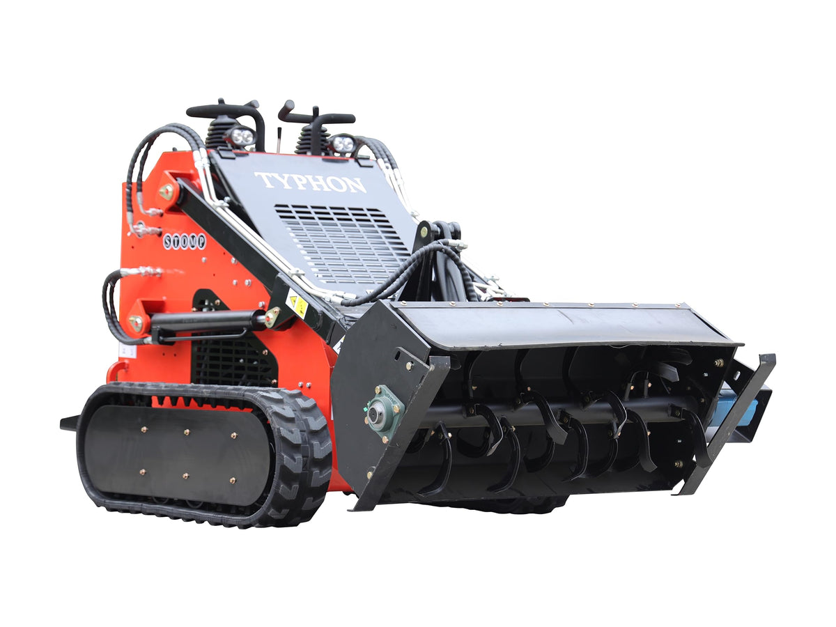TYPHON STOMP Mini Skid Steer – 1800lbs Skid Steer with Rotary Plow Tiller Attachment – Compact Skid-steer Loader Machine