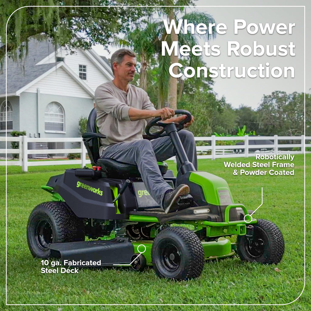 Greenworks 80V 42" CrossoverT Cordless Riding Lawn Tractor, (4) 6.0Ah Batteries and 600W Charger