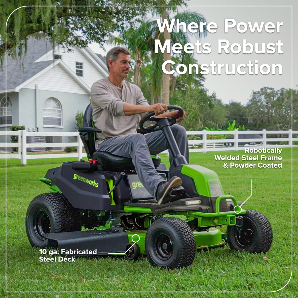 Greenworks 80V 42" CrossoverT Cordless Riding Lawn Tractor, (4) 6.0Ah Batteries and 600W Charger