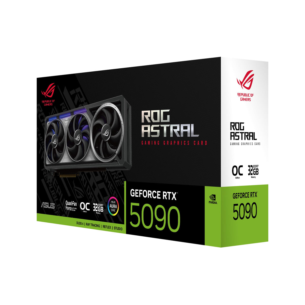 ASUS ROG Astral GeForce RTX 5090 32GB GDDR7 OC Edition Gaming Graphics Card (Nvidia GeForce RTX5090, Four Fans, 3.8 Slot Design, PCIe 5.0, 2X HDMI 2.1b, 3X DisplayPort 2.1a)