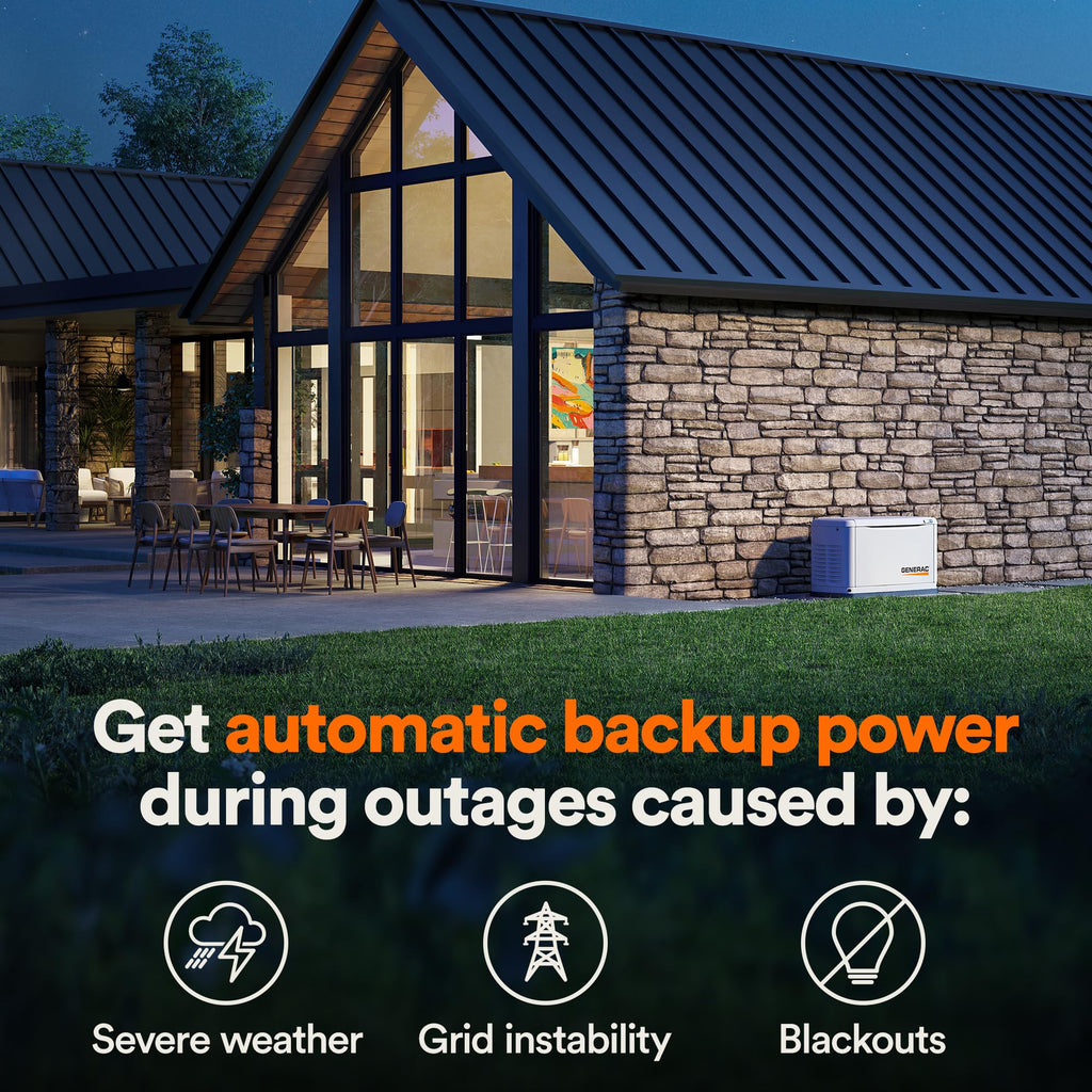 Generac Guardian 14kW Home Generator, Transfer Switch & WiFi Monitoring